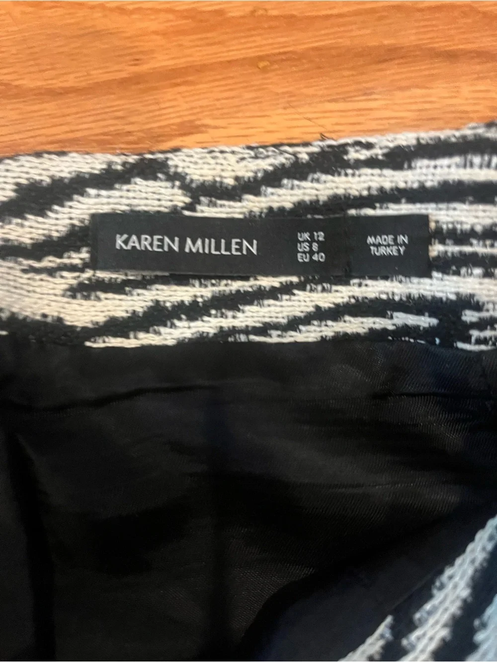 Karen Millen Black White Zebra Jacquard Mini Skirt Size 8